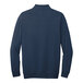 A back view of a TravisMathew blue fleece quarter-zip pullover
