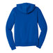 A Bella + Canvas blue sponge fleece full-zip hoodie with a hoodie in the front.