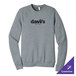 A gray unisex crewneck sweatshirt with "dave's Ice Cream" printed on the front.