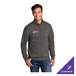 A charcoal gray unisex quarter-zip fleece pullover sweatshirt with customizable text on the chest.