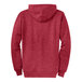 A heather red Port & Company Core Fleece Full-Zip Hoodie with a hood.