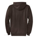 A back view of a dark brown Port & Company Core Fleece full-zip hoodie.