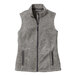 A Port Authority women's gray fleece sweater vest with a zipper.