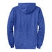 A heather royal blue Port & Company Core Fleece Full-Zip Hoodie with the word "hoodie" on the back.