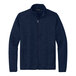 A Port Authority navy blue fleece sweater jacket with a zipper.