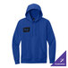 A royal blue unisex fleece hoodie sweatshirt with a customizable design on the chest.
