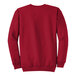 A red Port & Company core fleece sweatshirt with white text that says "Sweatshirt" on the front.