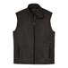 A black Port Authority fleece sweater vest with a zipper closure.