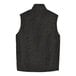 A black heather fleece sweater vest.