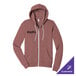 A mauve unisex full-zip hoodie sweatshirt with a front pocket and customizable logo, available in extra large size.