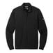 A black Nike Dri-FIT half-zip sweater with a white swoosh.