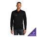 A black Nike Dri-FIT unisex half-zip sweater with a customizable logo on the chest.