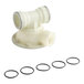 A white plastic Hobart Weldment Drain O-Rings Kit with black rubber rings.