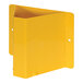 A yellow steel corner wheel chock holder.