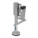 A steel Vestil floor lock with metal and black rubber parts.