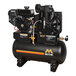 A black Mi-T-M air compressor with a yellow stripe.