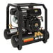 A black Mi-T-M portable air compressor with two cylinders.