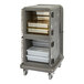 A tall charcoal gray Cambro Pro Cart Ultra with plastic trays inside.