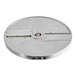 A round metal julienne plate with two straight cutting blades, designed for use with the AvaMix Goliath Series food processors.