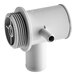 A white plastic bottom distributor support for a dishwasher.