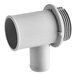 A white plastic pipe with a black circle on the end.