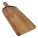 An Ironwood acacia wood shovel charcuterie paddle board with a handle.