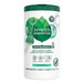 A white container of Seventh Generation Garden Mint Multi-Surface wipes with green leaves and white text.