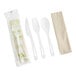 A package of World Centric compostable plastic utensils and napkins.