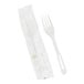 A World Centric compostable TPLA fork wrapped in plastic.