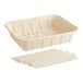 A white World Centric compostable fiber catering pan with dividers.