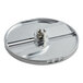 AvaMix stainless steel circular slicing plate with a metal handle.