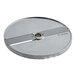 AvaMix stainless steel circular 1/8" slicing plate with a hole in the center.