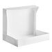 A white rectangular box with a fold-out corner.