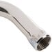 A T&S polished chrome faucet nozzle with a metal end.