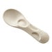 A white World Centric compostable fiber taster spoon with a spoon handle.