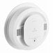 A close-up of a white Kidde hardwired smoke alarm with a round lid.