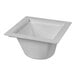 A white square PVC floor sink with a drain.