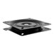 A black round swivel plate with a metal circle.