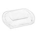 A clear Pactiv MealMaster large dome lid on a clear plastic container.