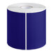 A roll of dark blue rectangular labels with white trim.