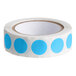 A roll of Lavex sky blue semi-gloss paper round labels with blue polka dots.