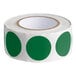 A roll of green semi-gloss paper labels with white polka dots.