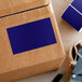 A cardboard box with a blue rectangular Lavex label on it.