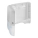 A white plastic Tork Xpress mini wall-mount multifold hand towel dispenser with a key.