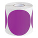 A roll of Lavex purple and white round inventory labels.