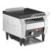 A black and silver Hatco Toast Qwik conveyor toaster machine with a metal rack on top.