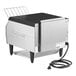 A black and silver Hatco TQ-10 Toast Qwik Conveyor Toaster with a cord.