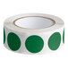 A roll of green semi-gloss paper labels with green dots.