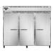 A large Continental Reach-In Freezer with three white doors.