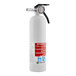 A white First Alert fire extinguisher with red and white text.